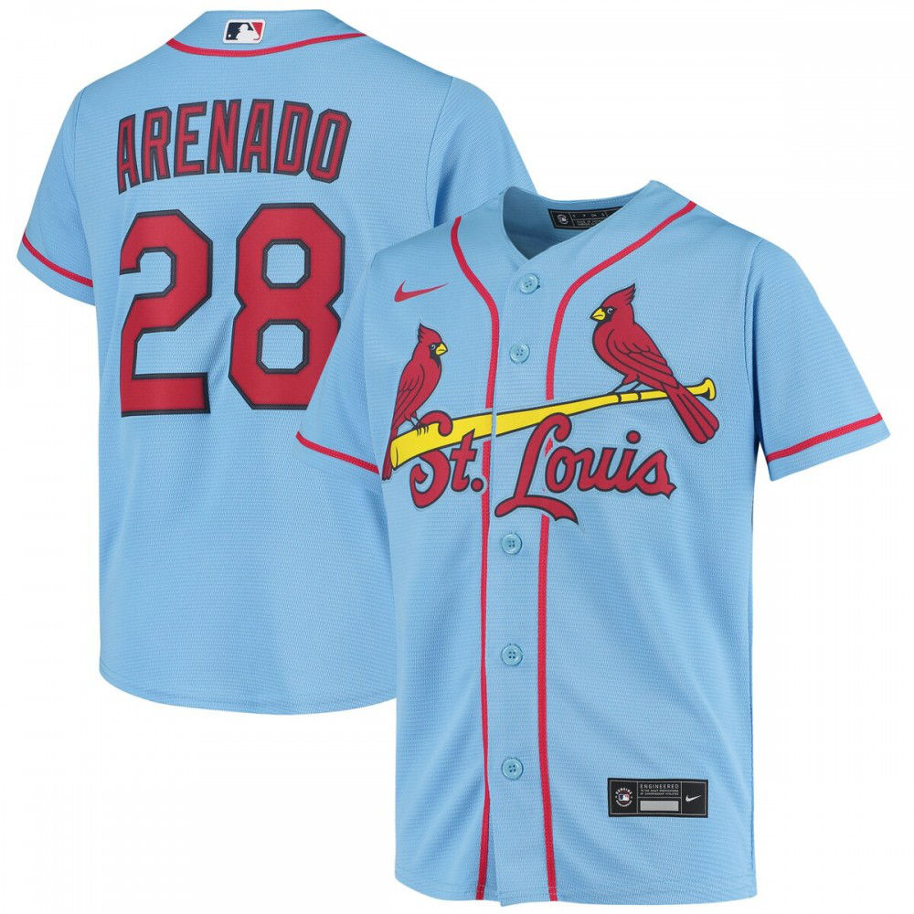 Nolan Arenado St. Louis Cardinals Youth Alternate Replica Player Jersey - Light Blue-Pro Kit Vault | Brand New 26/27 Sports Jerseys